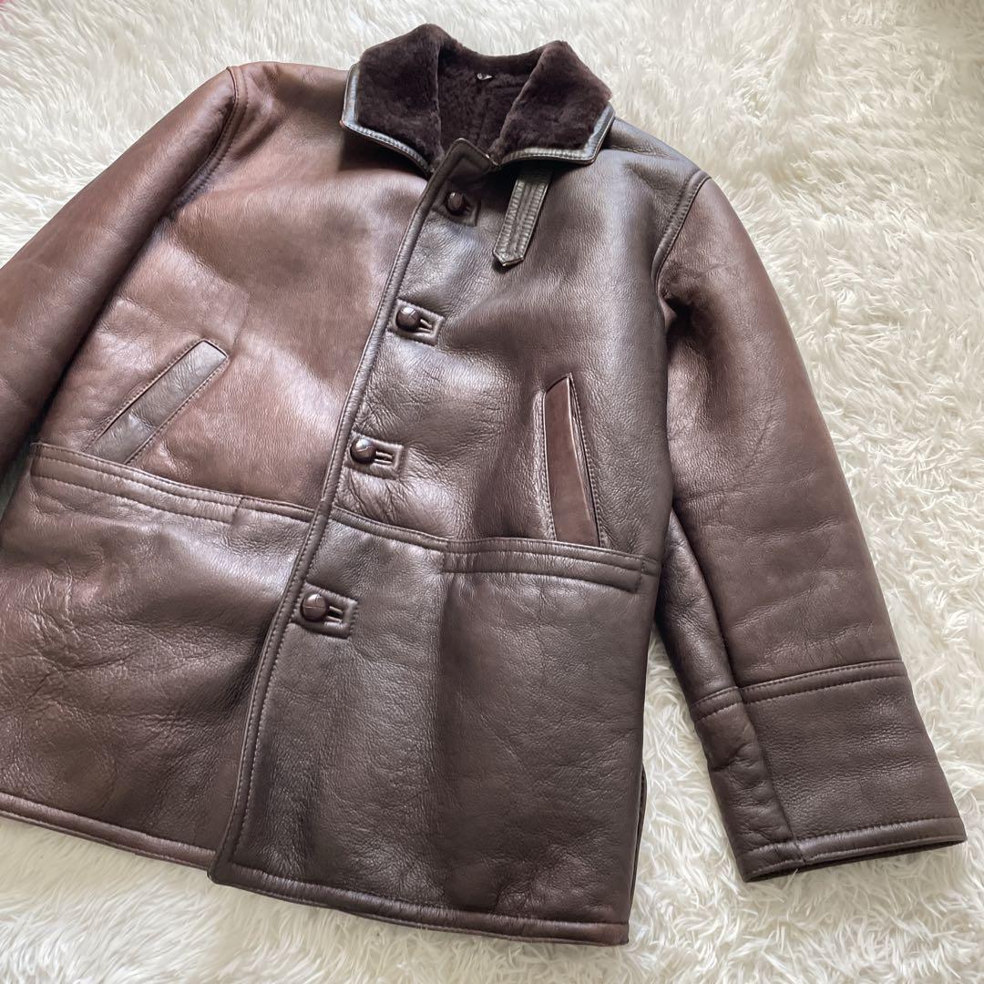 良品✨ムートンコート　裏ボア　くるみボタン　メンズ　M