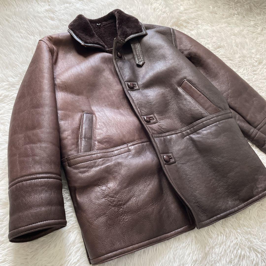 良品✨ムートンコート　裏ボア　くるみボタン　メンズ　M