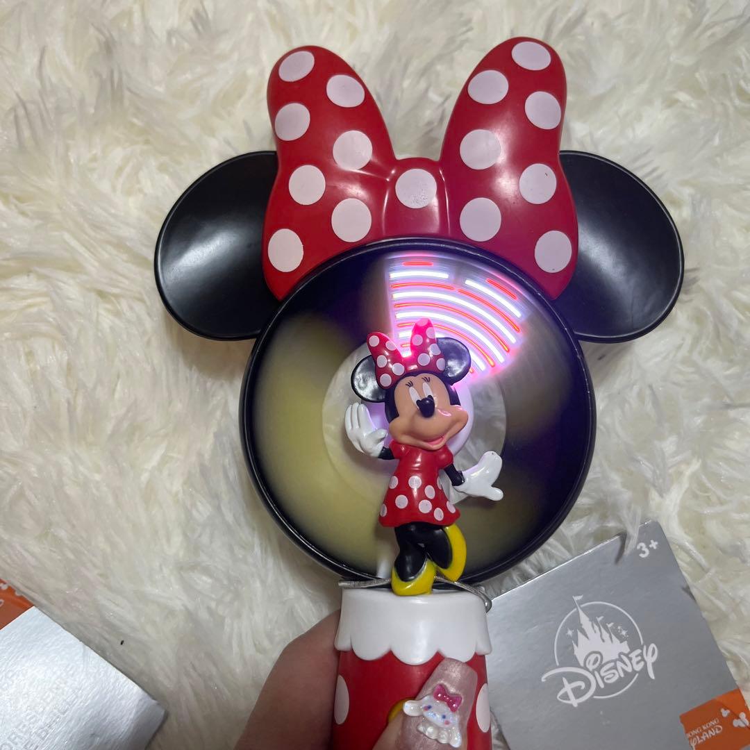 香港ディズニーランド ミッキー ミニー セット 光る ハンディファン ミニ扇風機