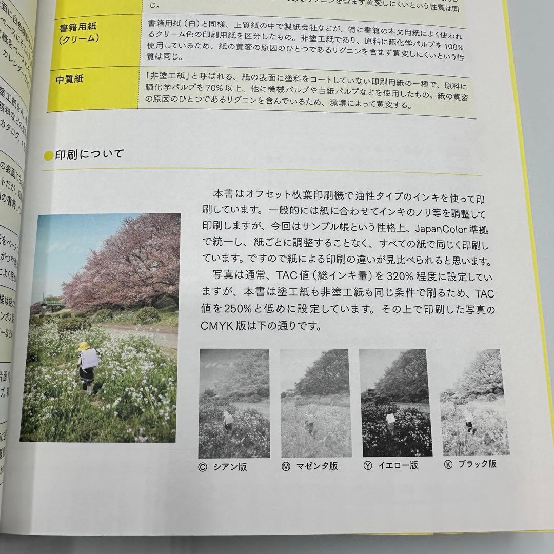 印刷用紙サンプルBOOK 200種類以上の印刷用紙に、同絵柄・文字を刷って1冊…