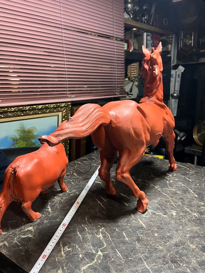 鉄製の馬、特大馬の置物、馬の置物、たてがみの馬、66センチ馬、11キロ