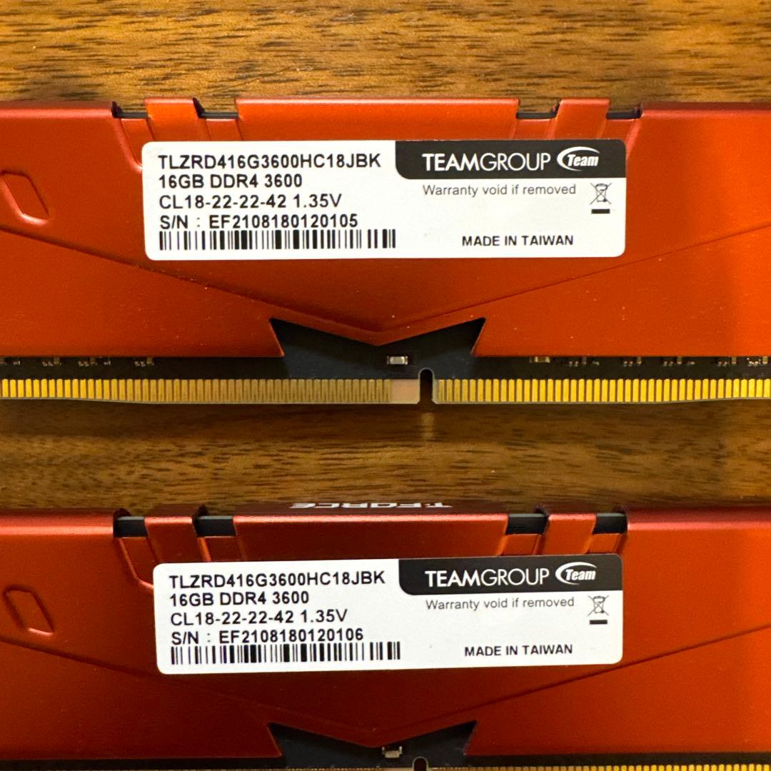 TEAMGROUP Vulcan Z 16GB DDR4 3600MHz 2個