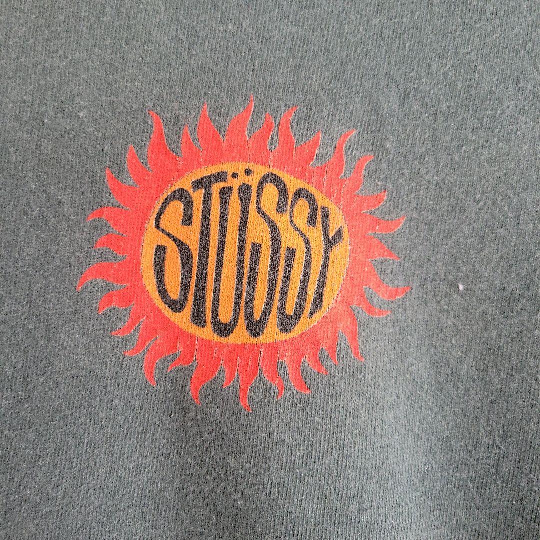 希少STÜSSY 黒タグ太陽ロゴ エンブレムTシャツ