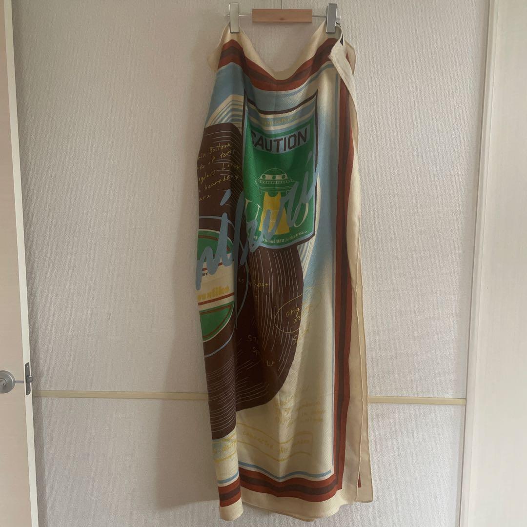 美品 manipuri ウールシルクストールヘリンボーン織　定価16,500円
