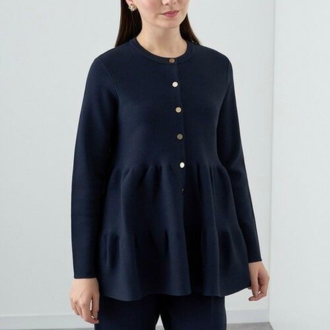 【美品】24SS✨ANAYI ボリュームミディアムニット カーディガン 金ボタン