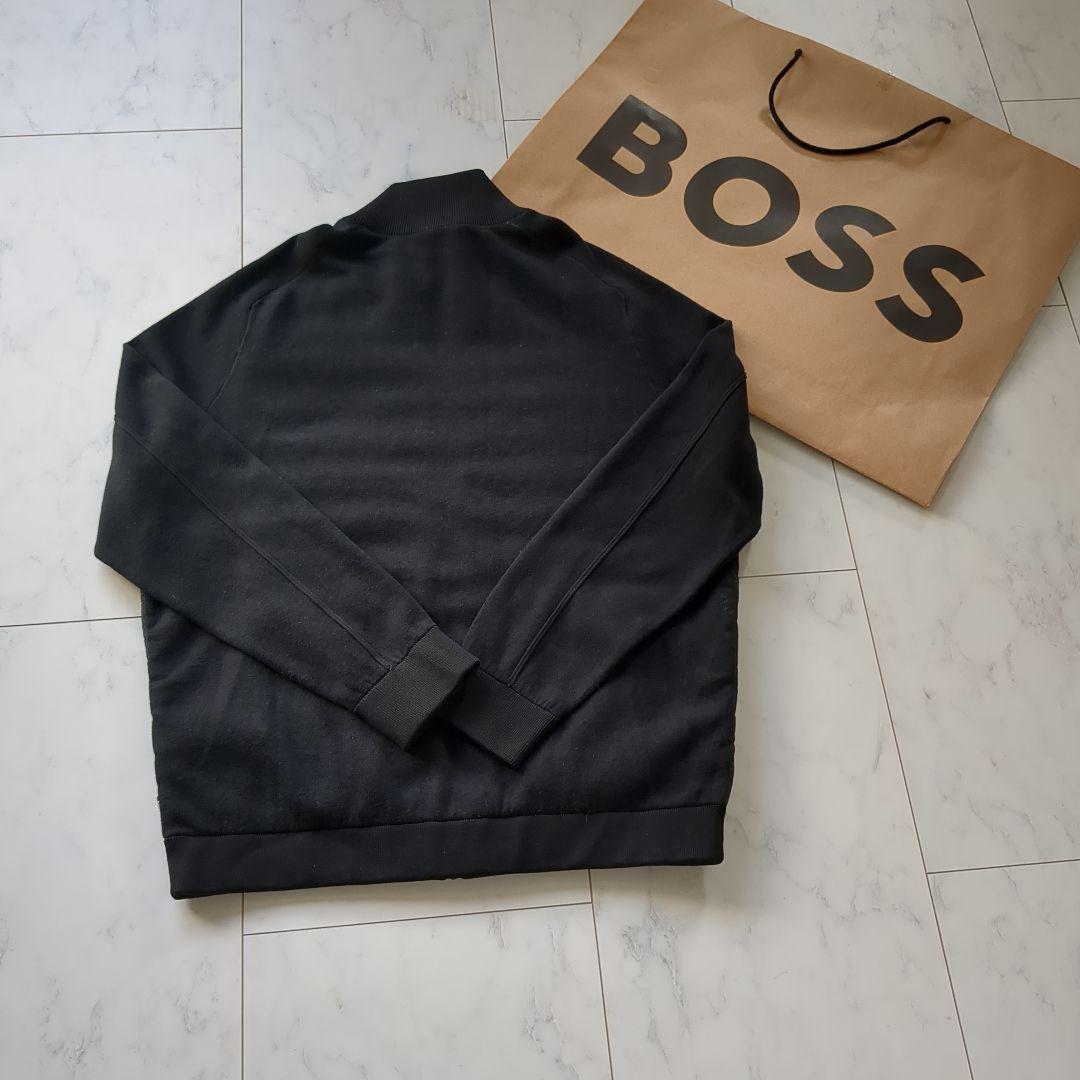 【試着のみ】HUGO BOSS ジップアップニット ジャンパー XL　ブラック
