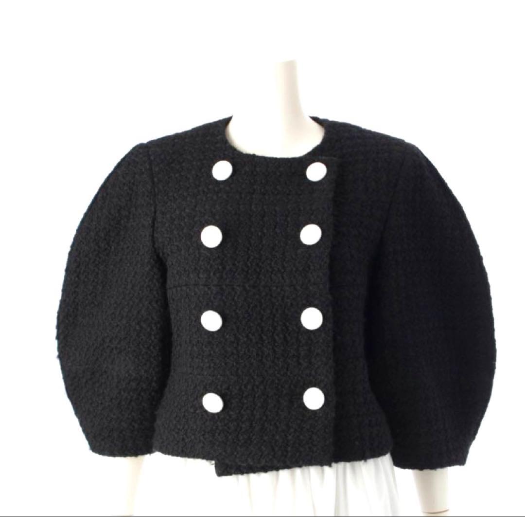 cygne シーニュ　レザーボタンツイードジャケット　Lydie+ ブラック