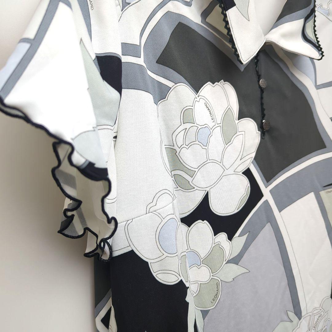 LEONARD 花柄ポロシャツ 半袖 42　美品　レオナール