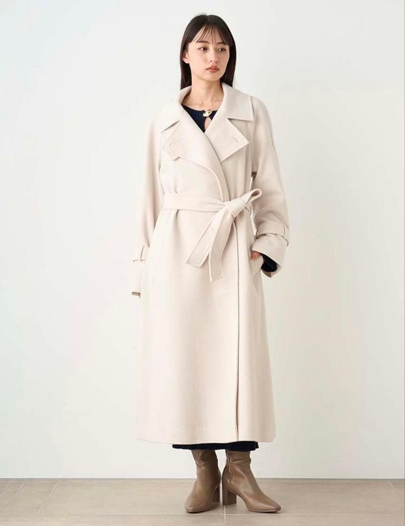 【静】SNIDEL ウールカシミヤスタンドカラーコート アイボリー