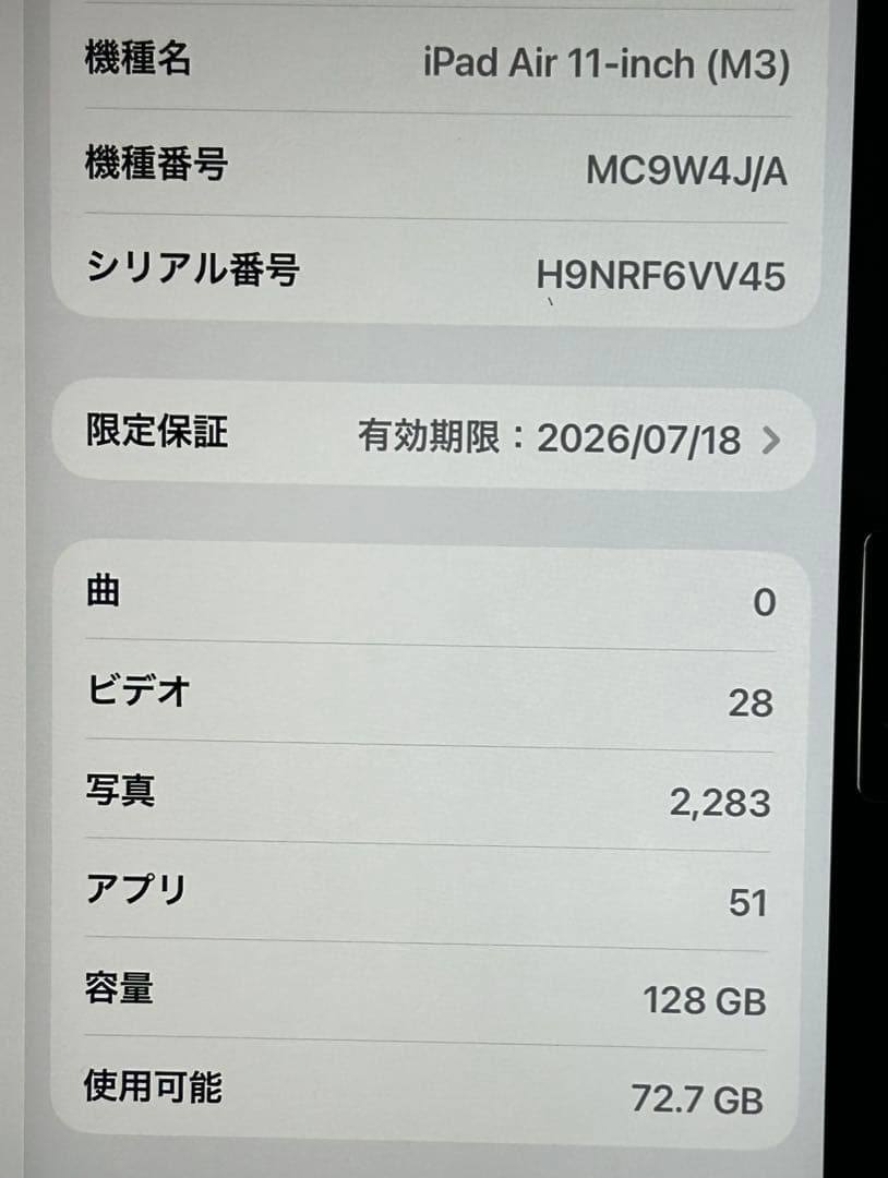 ^*ー様 美品　iPad Air M3 128 GB
