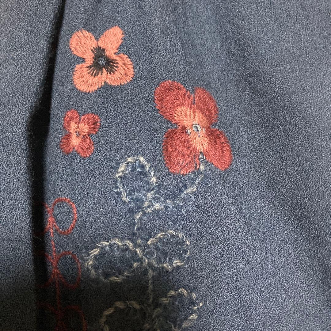 【新品未使用品】M. & KYOKO ネイビー刺繍ロングスカート　サイズ１