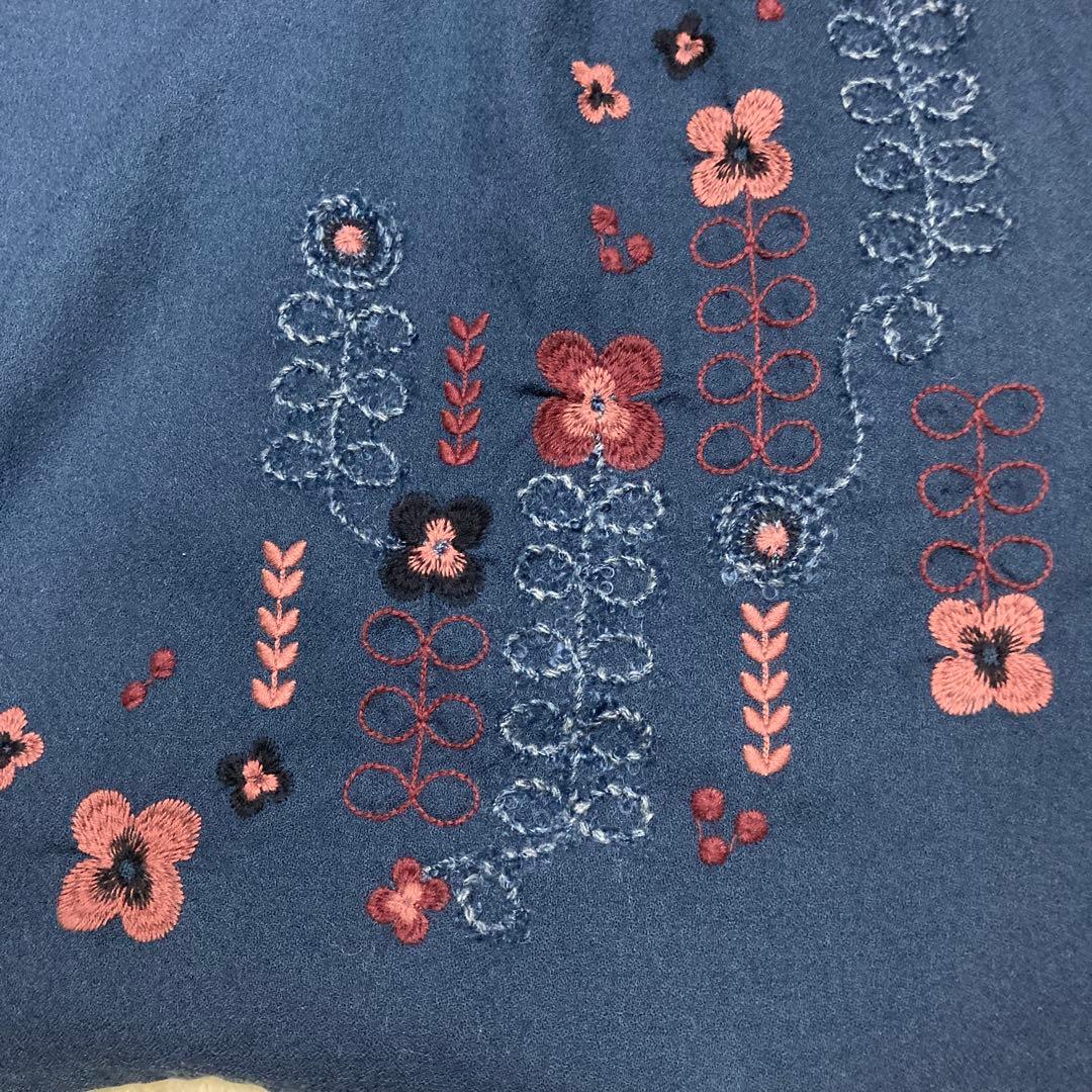 【新品未使用品】M. & KYOKO ネイビー刺繍ロングスカート　サイズ１