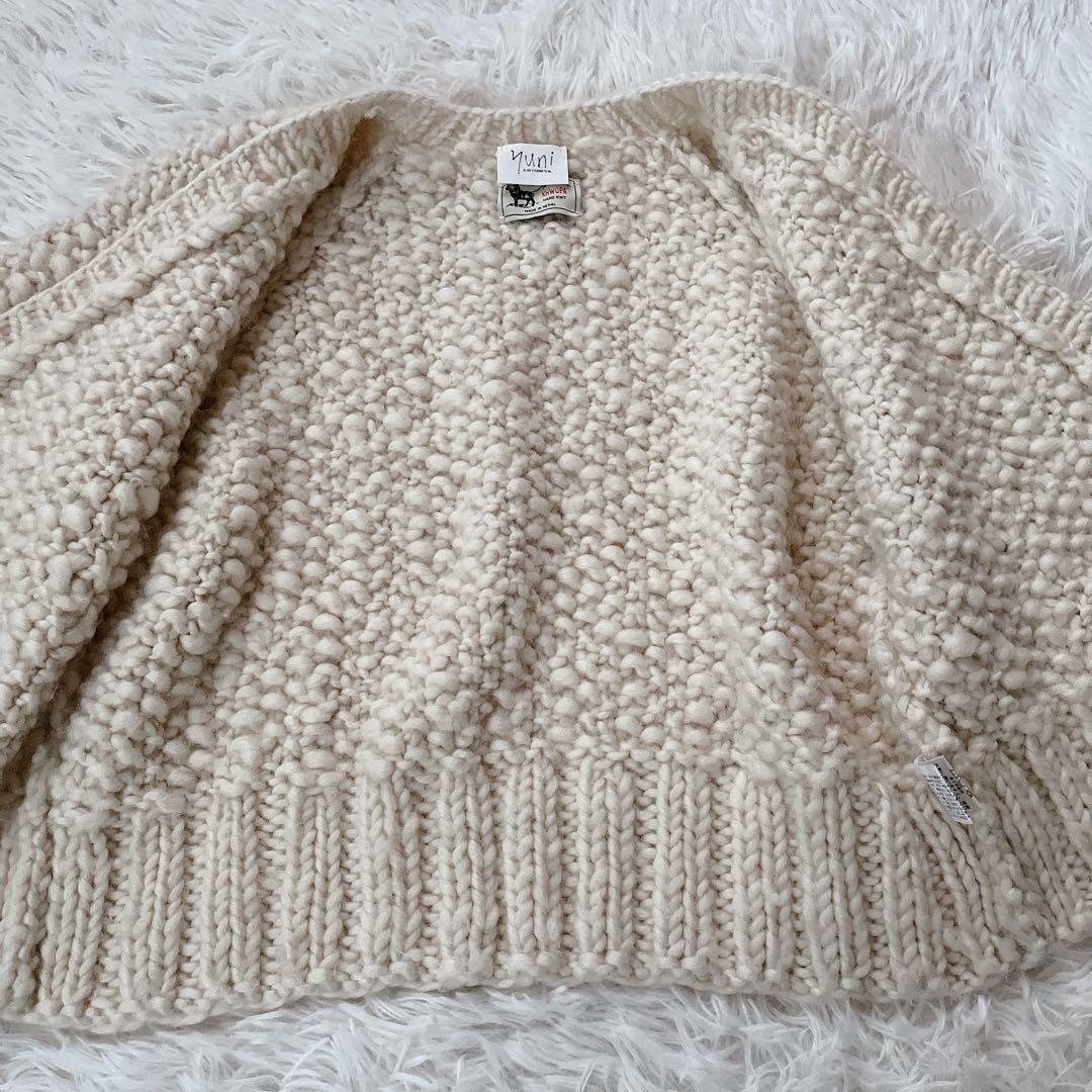 美品✨yuni×KHWOPA コラボ ハンドニットカーディガン ウール100%