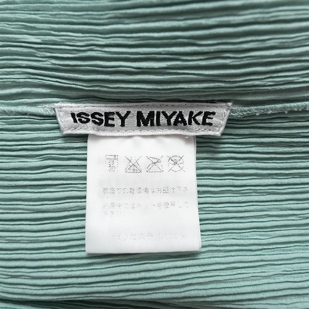 美品【イッセイミヤケ】プリーツ 半袖カットソー M ミントグリーン ISSEY