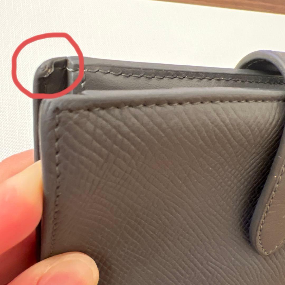 CELINE 二つ折り財布 グレー レザー コンパクトウォレット