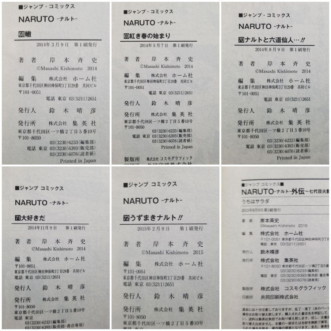 【⭐美品⭐】NARUTO/1~72巻+外伝/全巻/完結/初版率88%