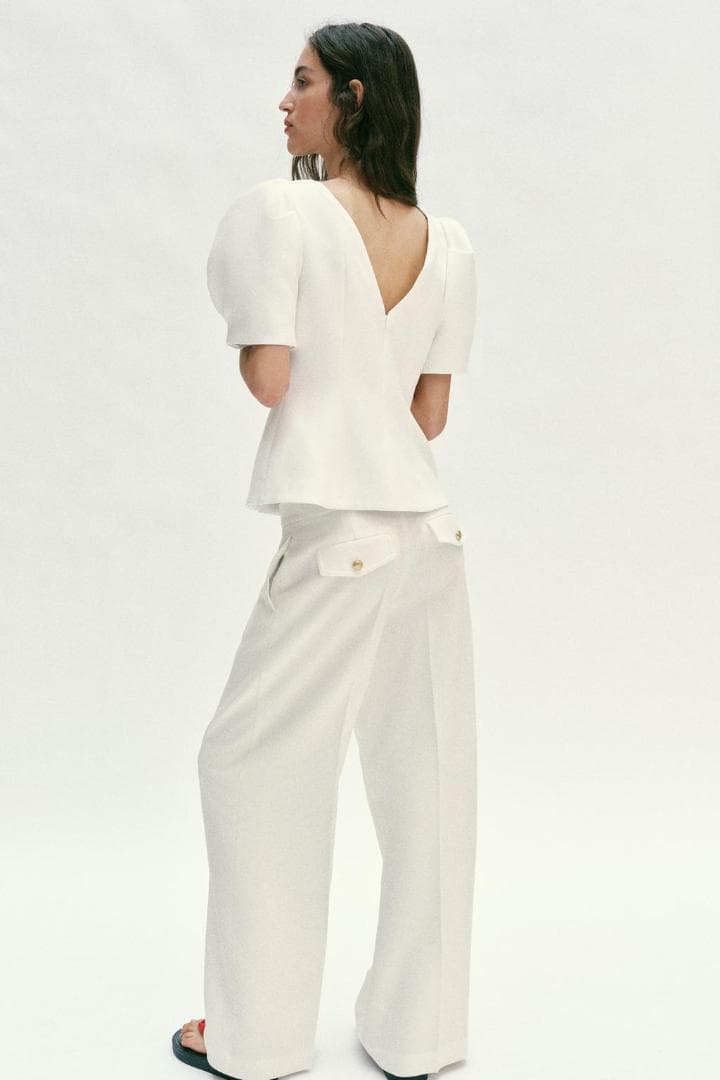 新品 ZARA パフスリーブトップス 白色 XS
