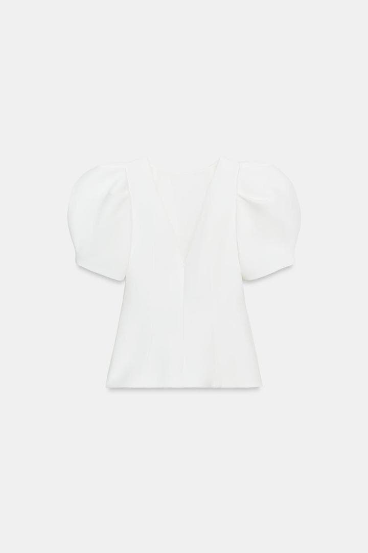 新品 ZARA パフスリーブトップス 白色 XS