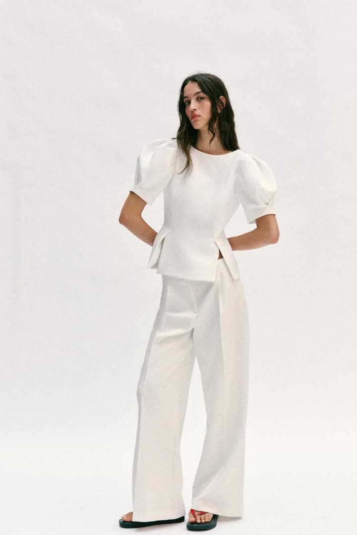 新品 ZARA パフスリーブトップス 白色 XS