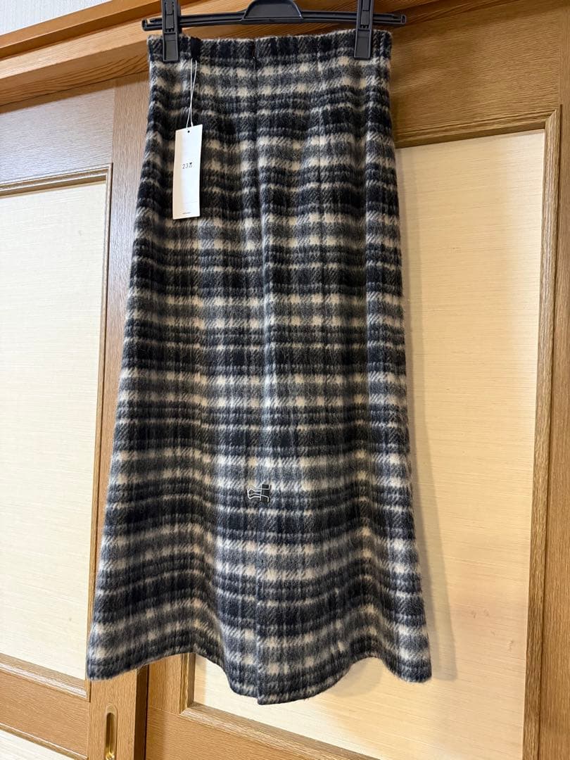 23区☆ウールチェックロングスカート☆小さいサイズ30
