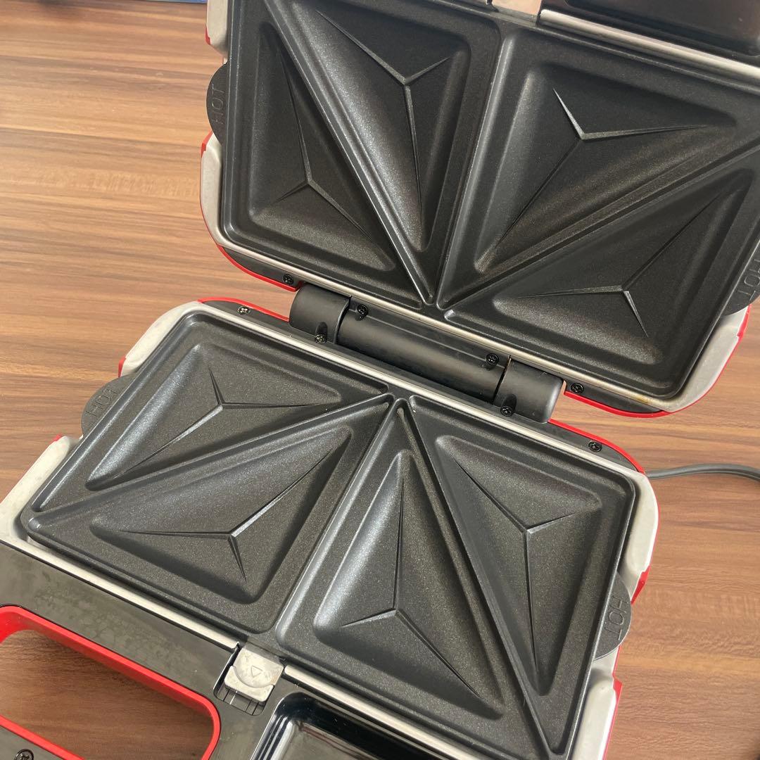 【別売プレート付き】Visantonic ホットサンド・ワッフルメーカー レッド