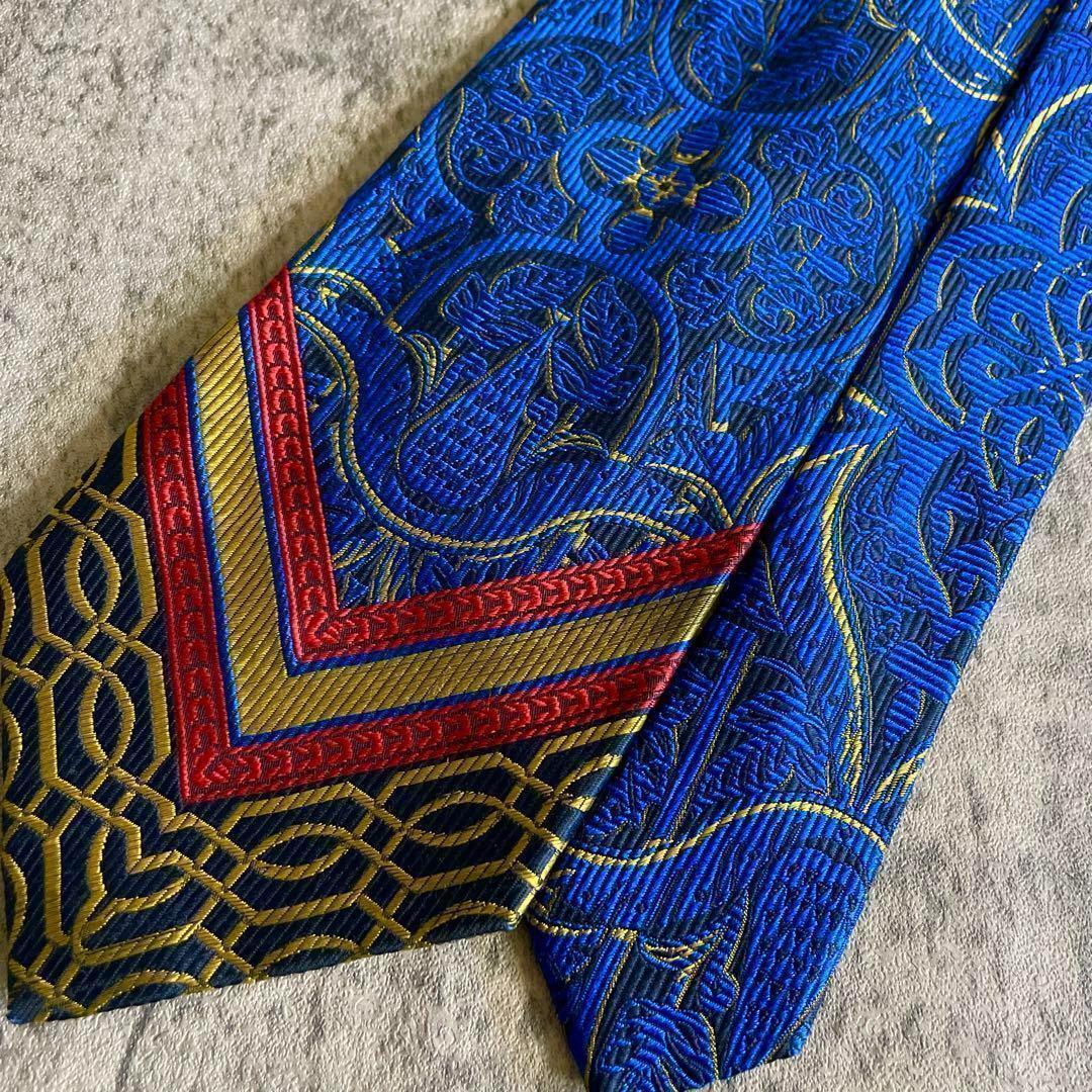 至高 極上霜降り ホワイトグレー VERSACE ネクタイ ダブルスーツ XL