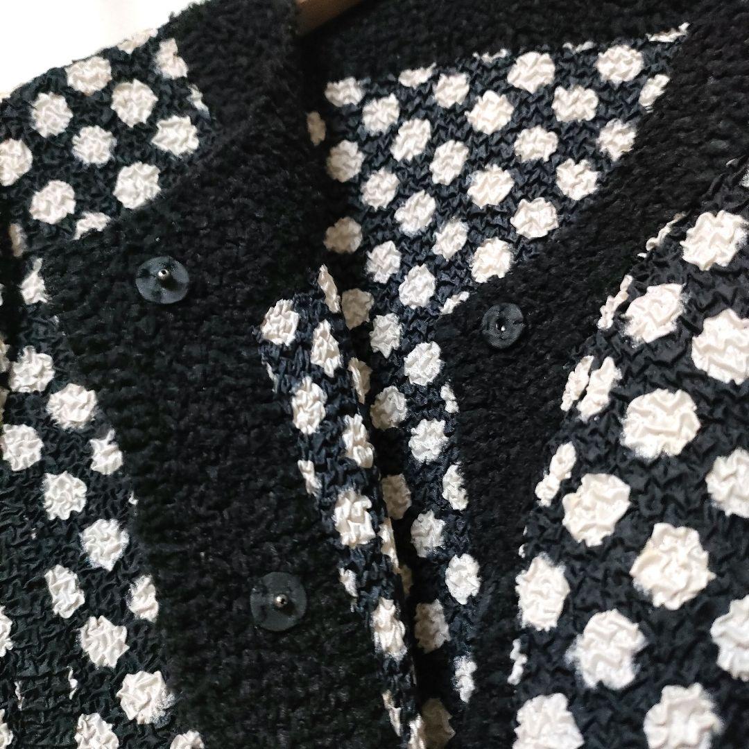 【美品】HIROKO BIS ヒロコビス ドット柄 総プリーツ カーディガン
