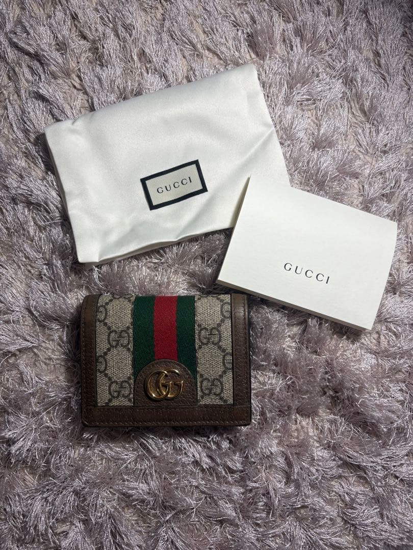 GUCCI 二つ折り財布 ベージュ/ブラウン