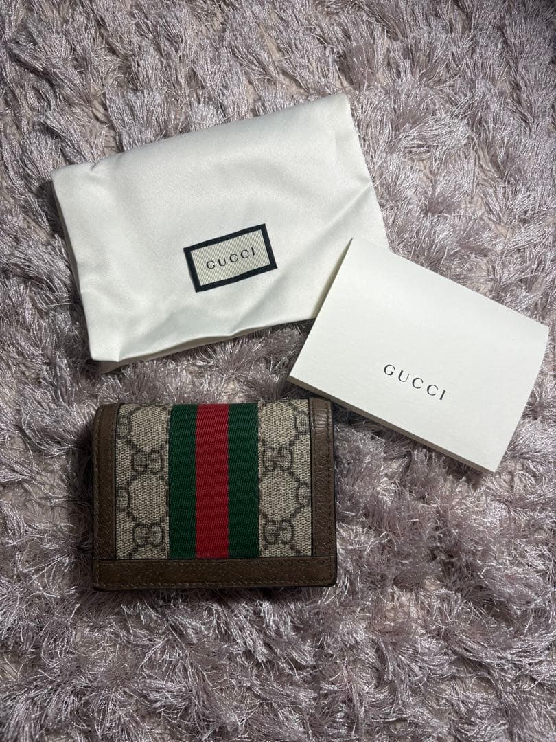 GUCCI 二つ折り財布 ベージュ/ブラウン