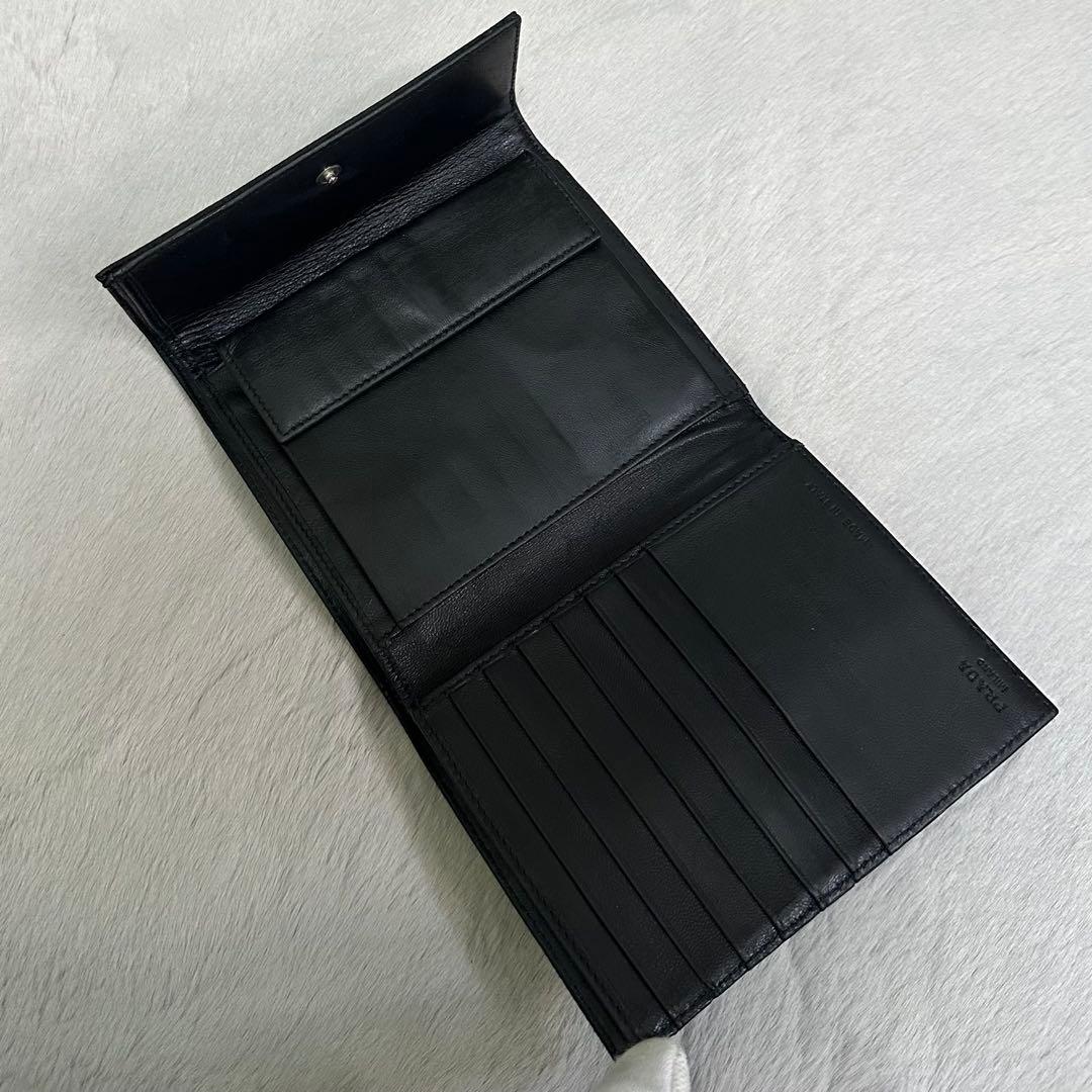 PRADA プラダ　折り財布　ナイロン　三角ロゴ　ブラック
