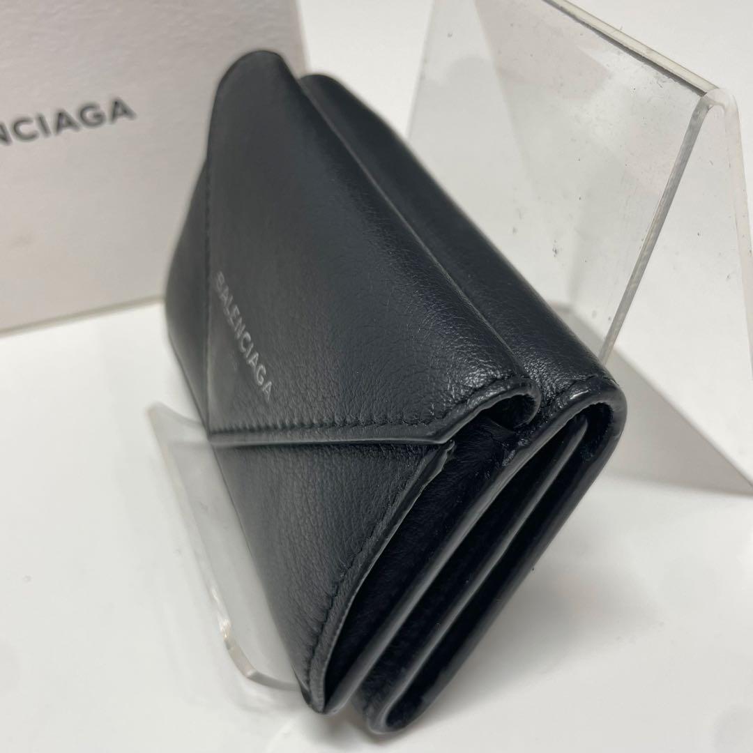 寝*足様 BALENCIAGA ペーパー　ブラック 三つ折り財布