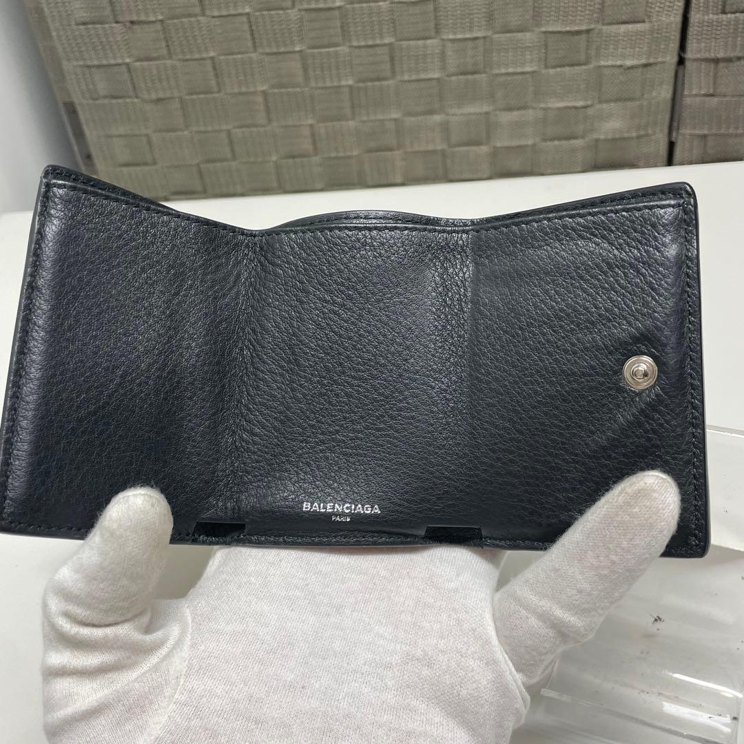 寝*足様 BALENCIAGA ペーパー　ブラック 三つ折り財布