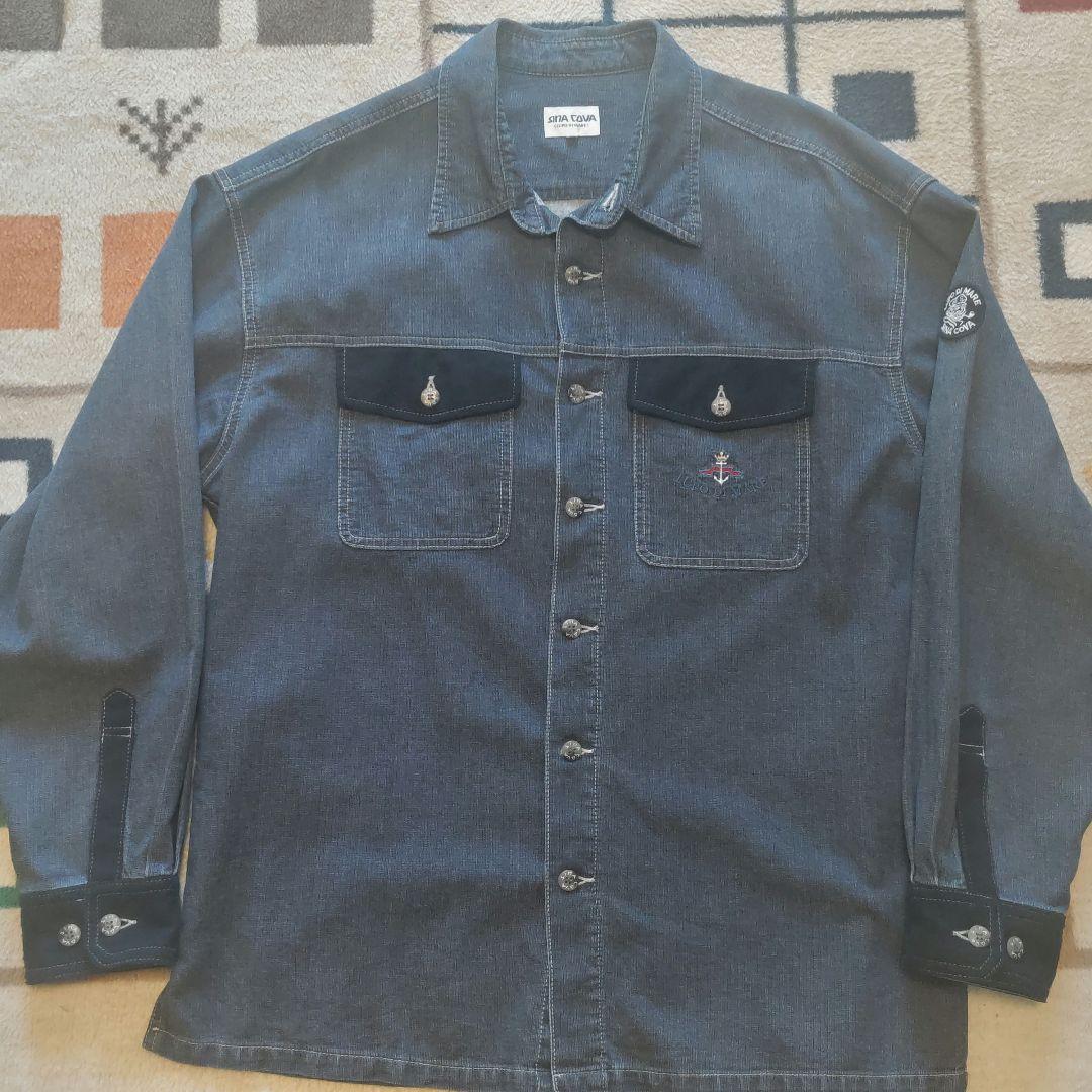 美品 SINACOVA ワッペン　異素材　切替　長袖シャツ　ジャケット