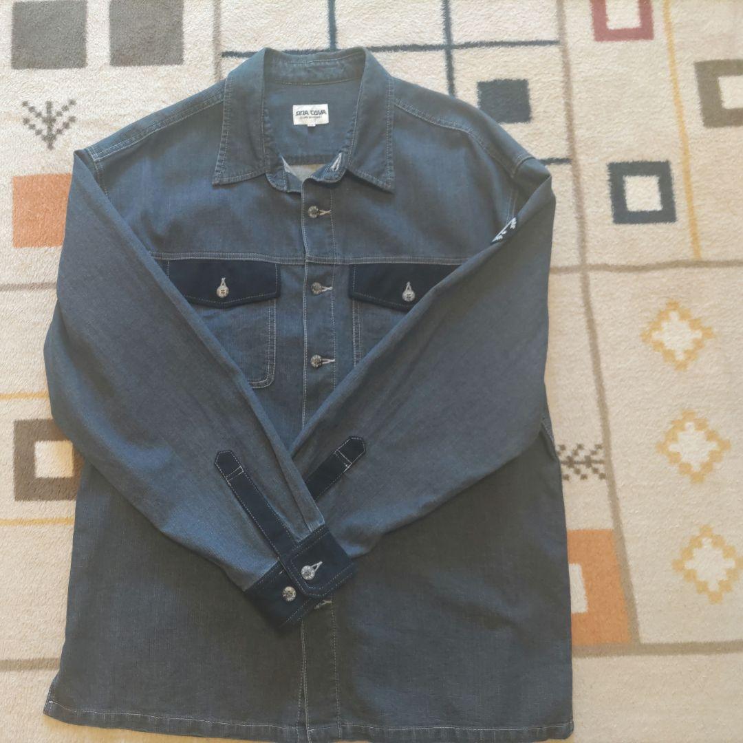 美品 SINACOVA ワッペン　異素材　切替　長袖シャツ　ジャケット