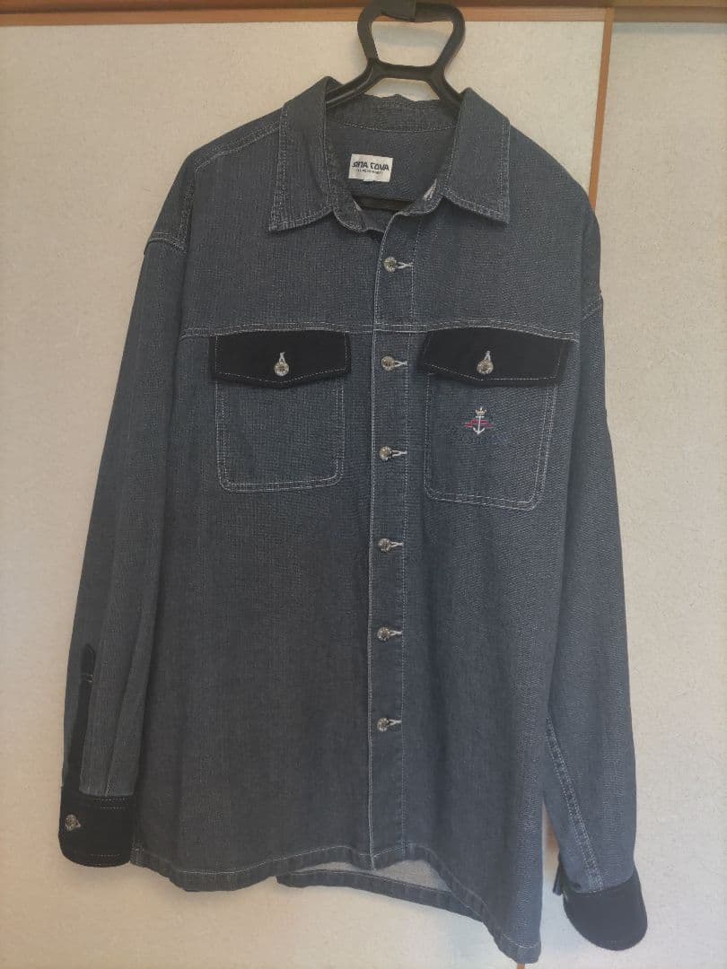 美品 SINACOVA ワッペン　異素材　切替　長袖シャツ　ジャケット