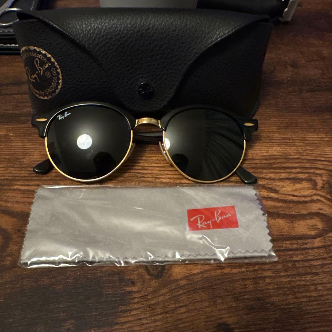 Ray-Ban ラウンドサングラス ブラック/ゴールド