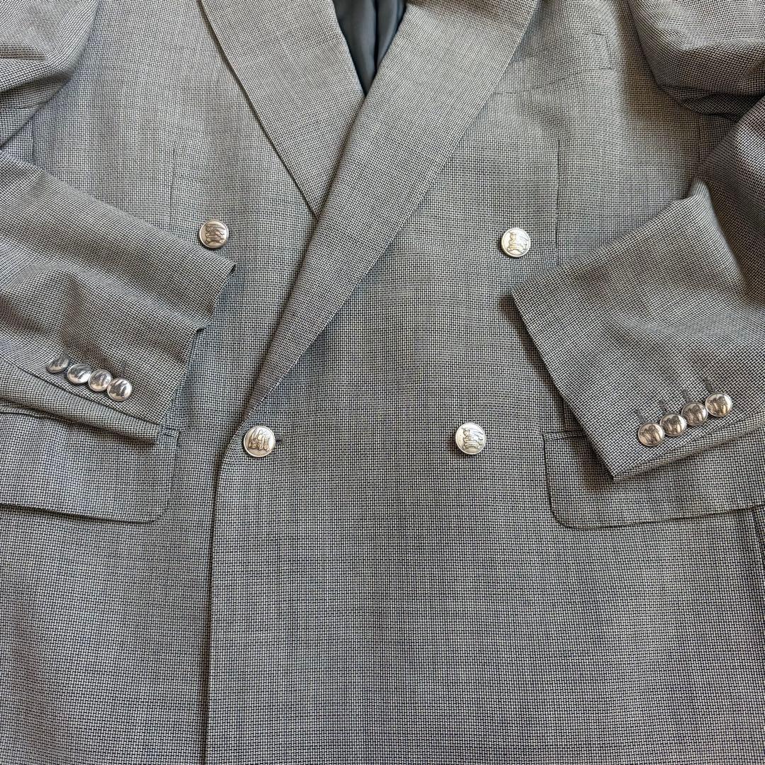 極美品☆BURBERRY LONDON/ダブル/テーラード/銀ボタン/モヘア/絹