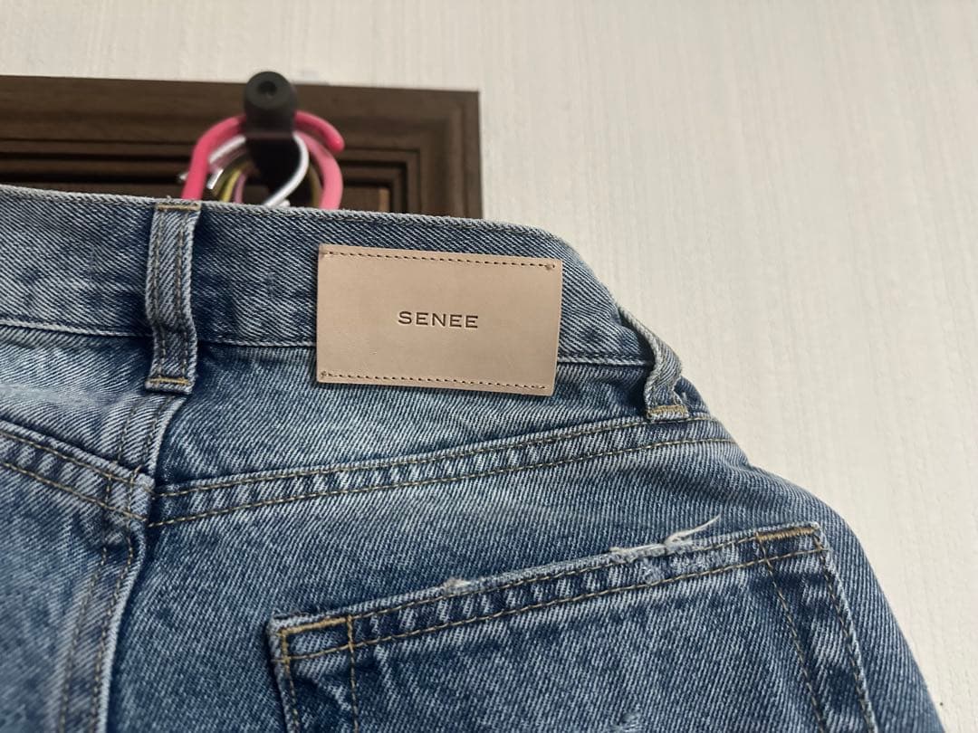 SENEE ダメージ加工 ワイドレッグデニム