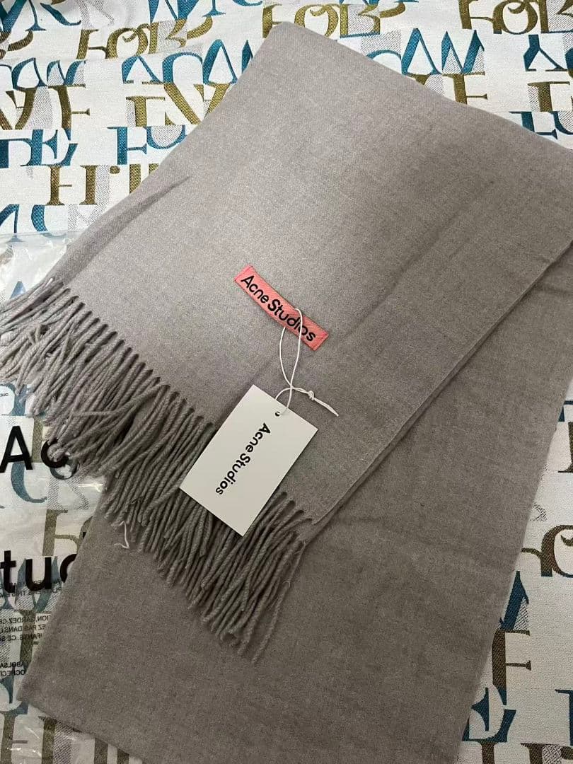 Acne Studios グレー フリンジマフラー 新品