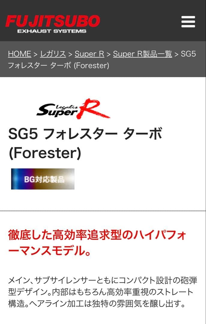 【送料込】SG5 SG9 フジツボ　スーパーR マフラー