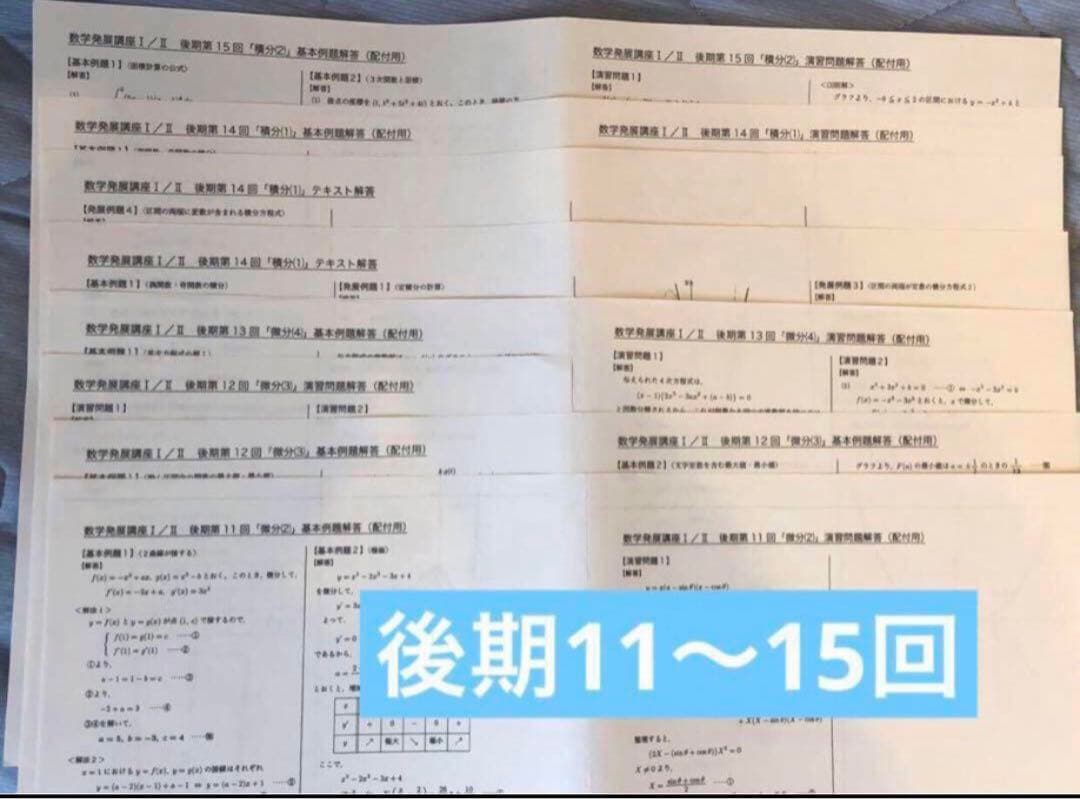 鉄緑会 高1 数学　発展講座I/II テキスト解答　通年