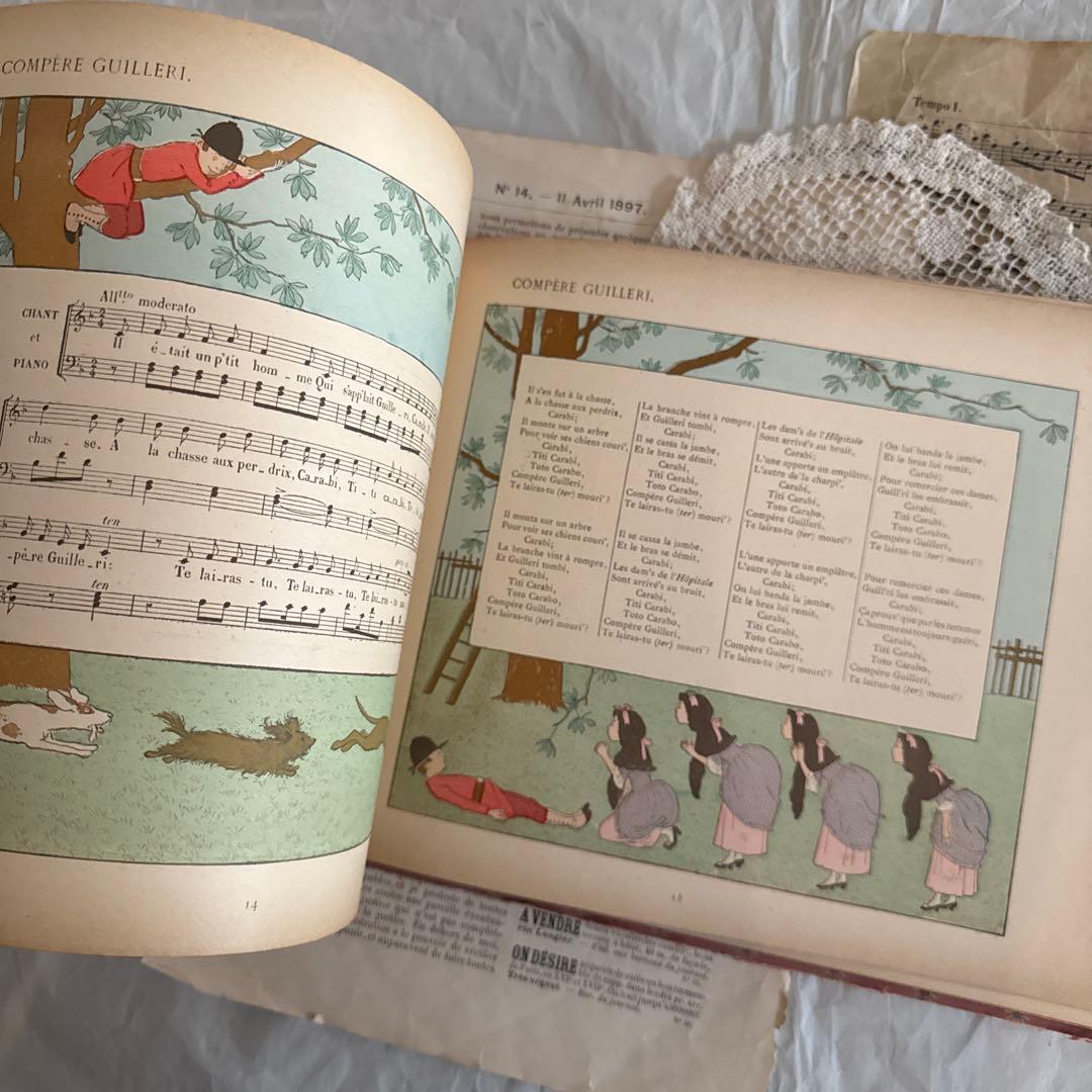 稀少モンベルの愛らしいアンティーク絵本　フランス語　洋書ジャンクジャーナル古書