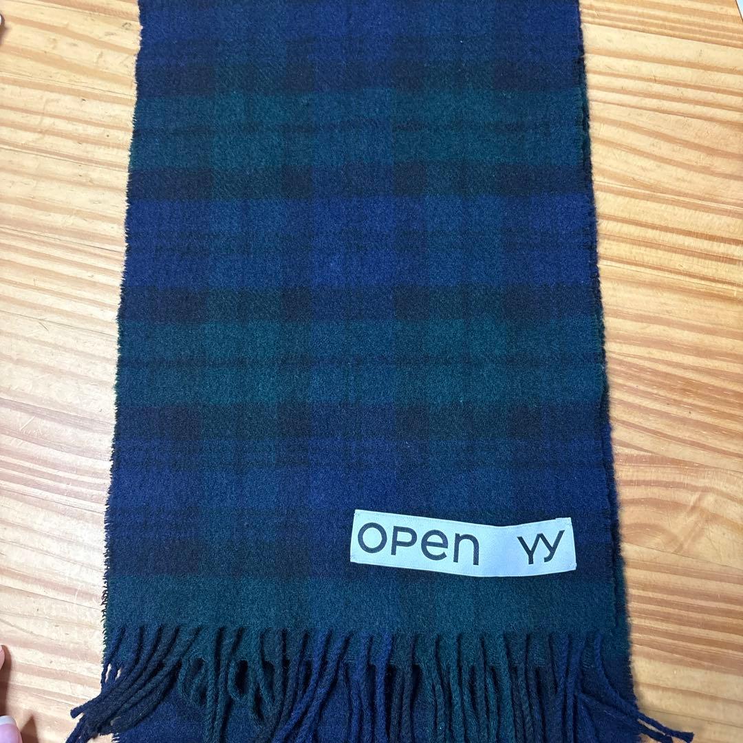 OPEN YY TARTAN WOOL SCARF マフラー