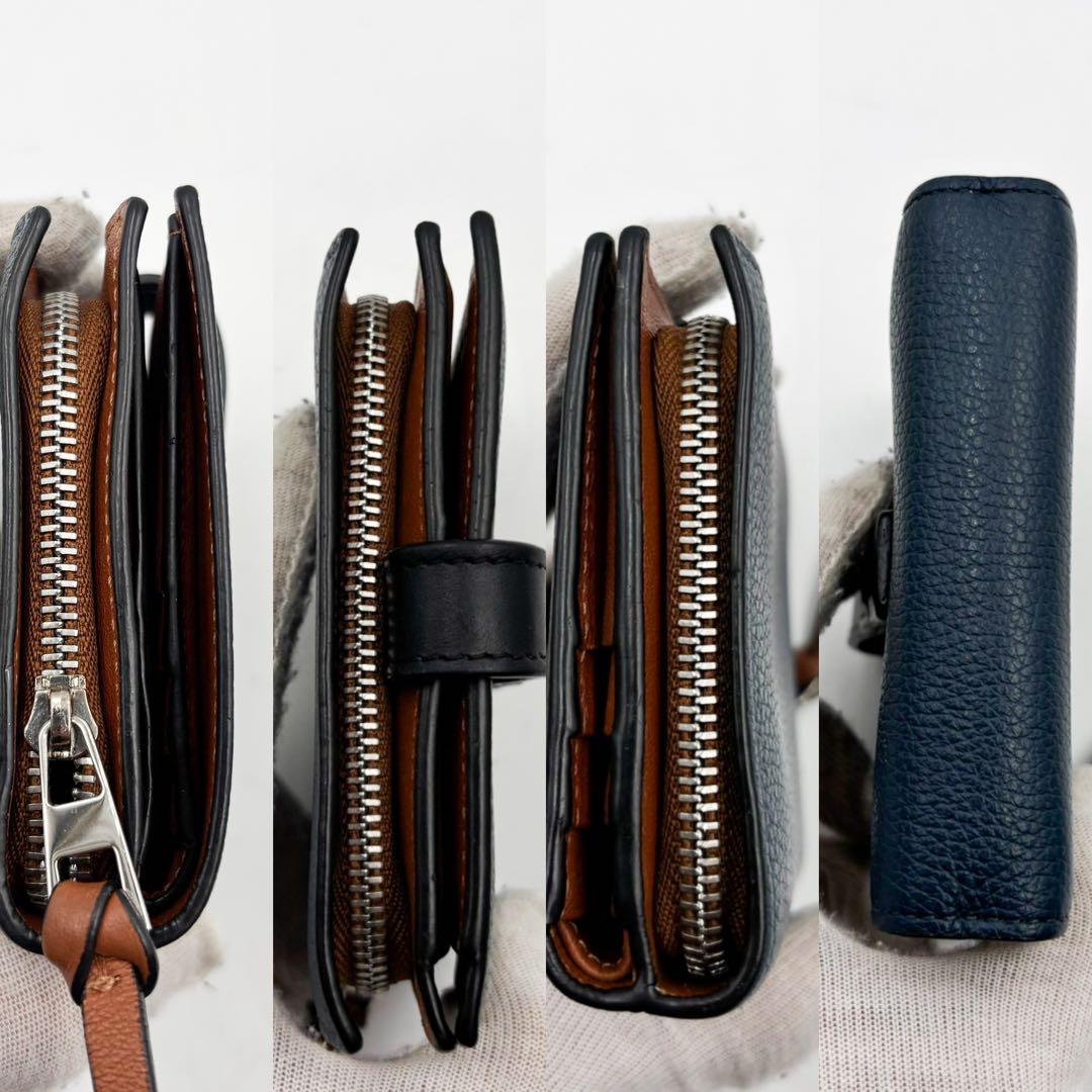 極美品✨ロエベ　2つ折り財布 スリムジップバイフォールド ネイビー　アナグラム