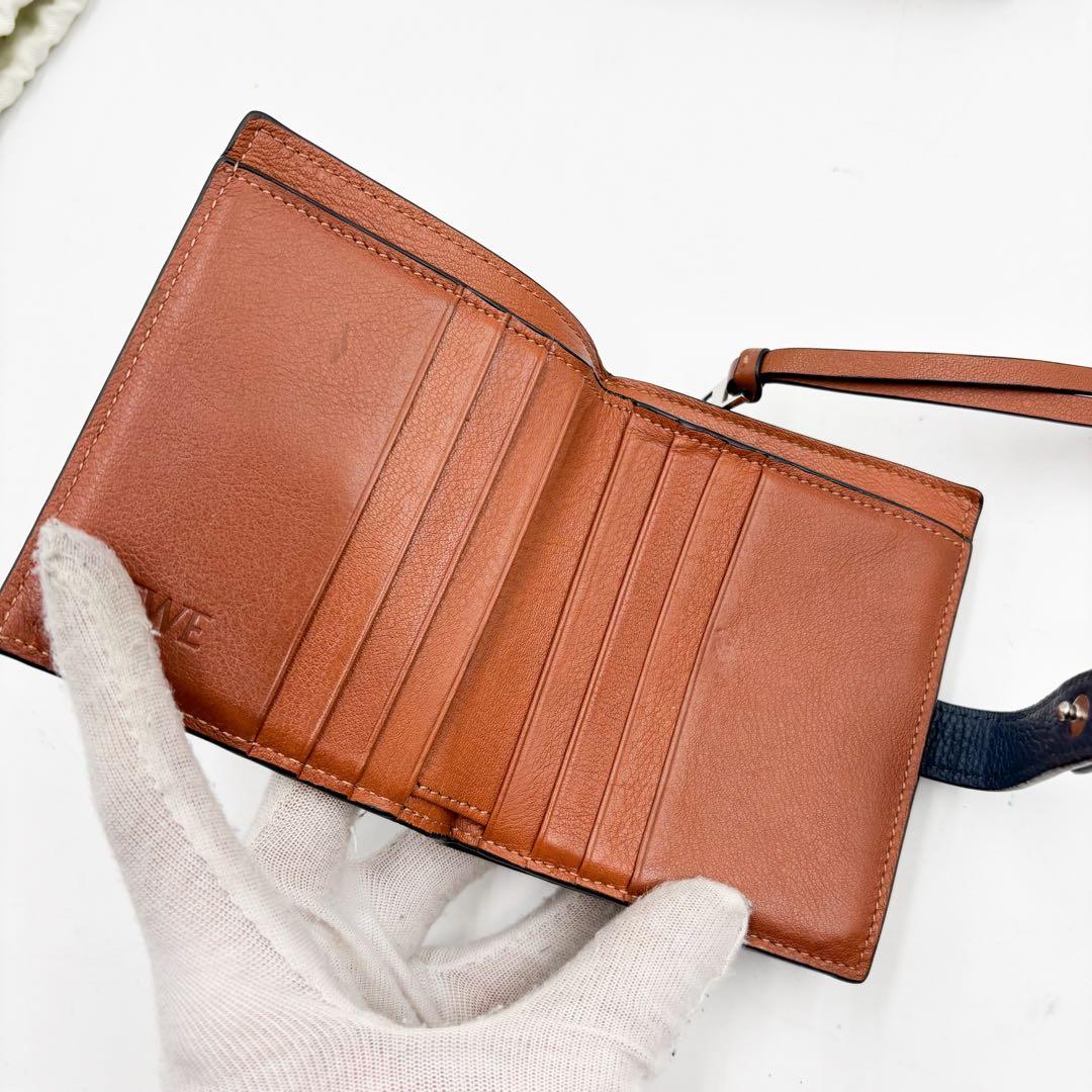 極美品✨ロエベ　2つ折り財布 スリムジップバイフォールド ネイビー　アナグラム