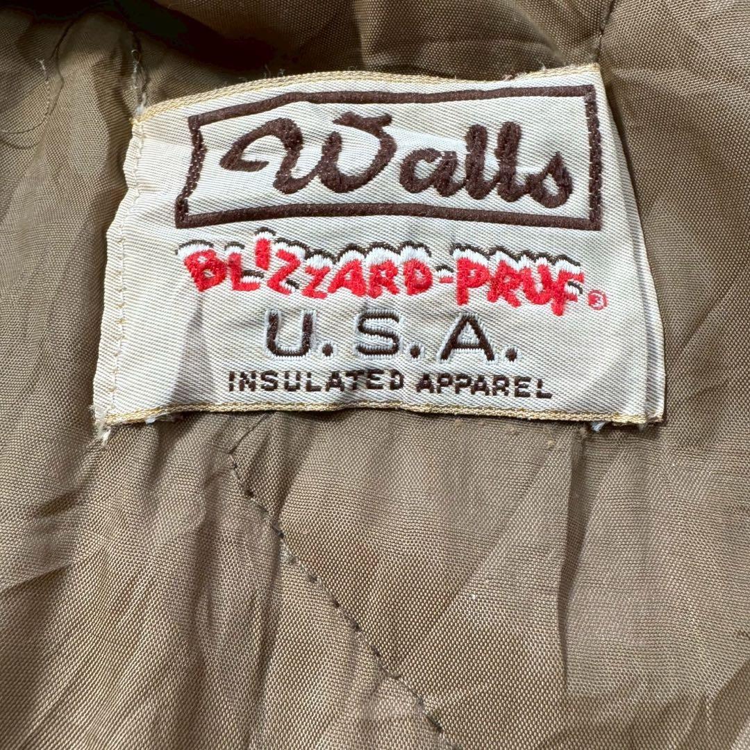 90s USA製wallsトラディショナルジャケットダック地キャメルブラックボロ