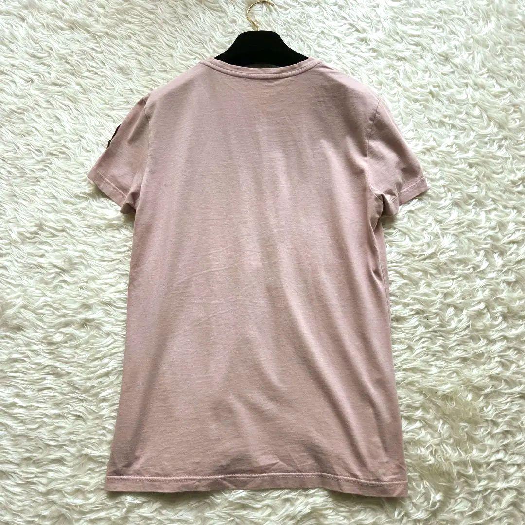ソラ様美品✨モンクレール　ビッグフェルトロゴワッペン　Tシャツ　くすみピンク　L