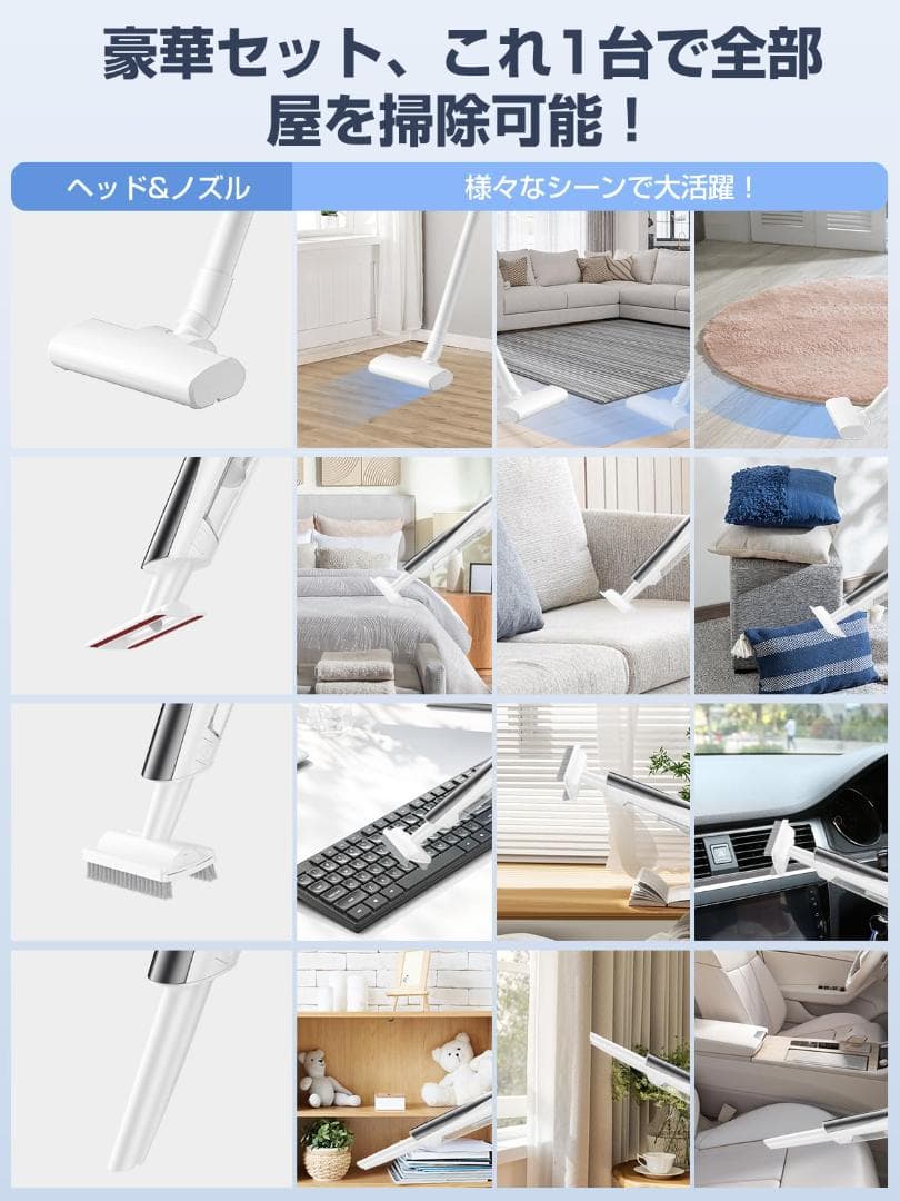 新品未使用　掃除機 コードレス 軽量 【置くだけ充電】 38Kpa強力吸引