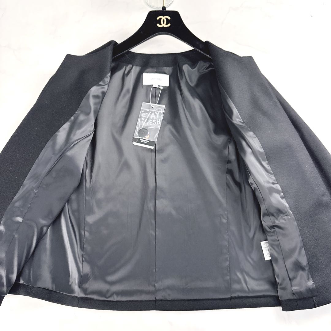 希少3XL 新品タグ付 未使用 アンタイトル ノーカラージャケット 高機能 黒