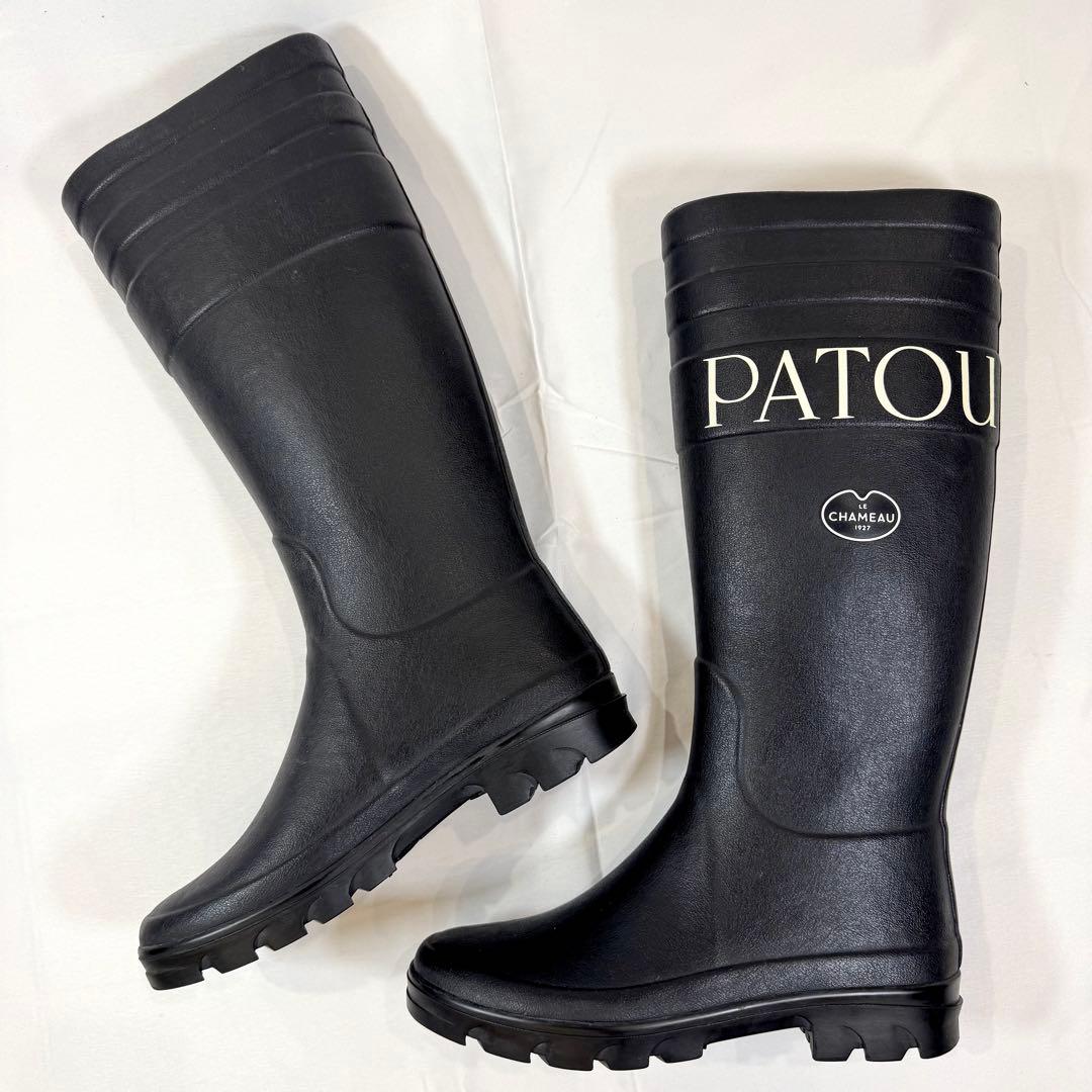 人気完売 PATOU パトゥ ルシャモ レインブーツ 黒 38